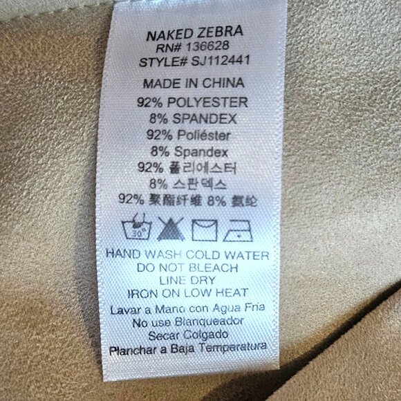Naked Zebra Women’s Faux Suede Jacket Beige L Quiet Luxury Minimalist Coastal - Picture 6 of 11